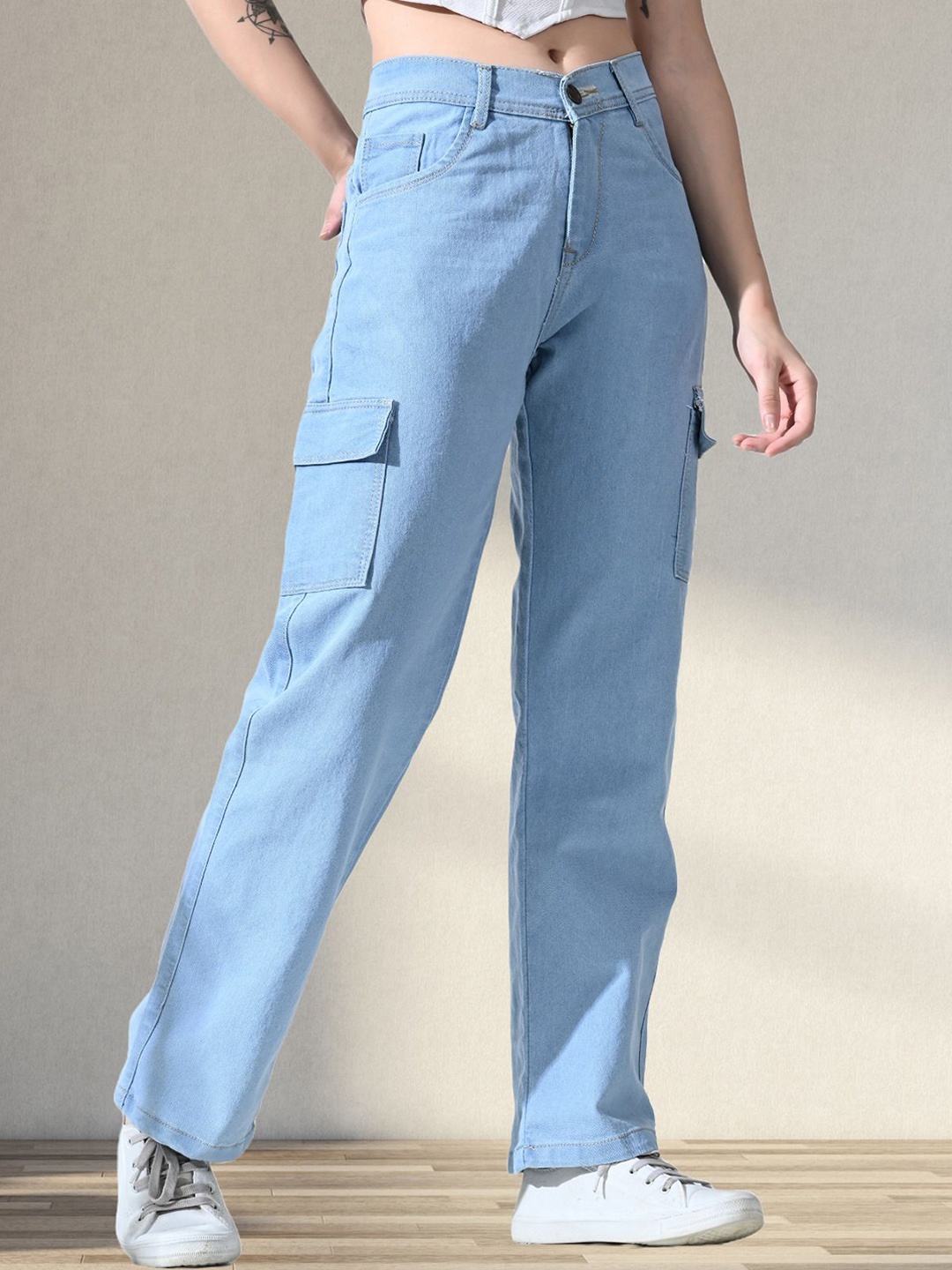 

LINARIA Women Classic High-Rise Clean Look Straight Fit Jeans, Blue
