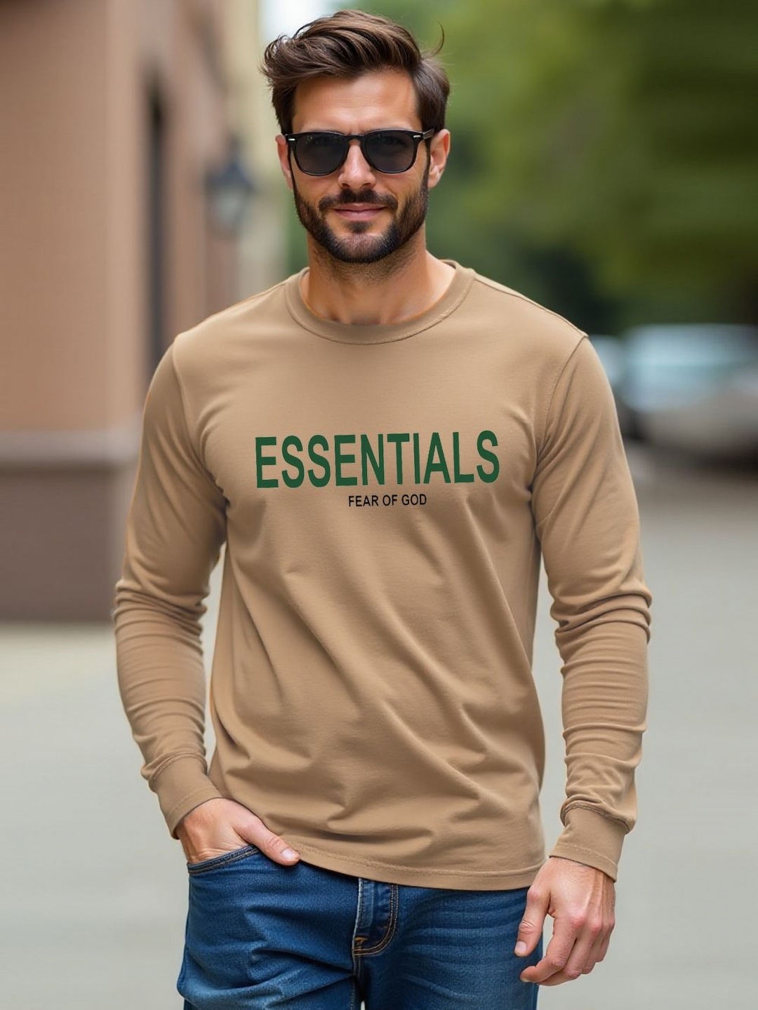 

Moda Rapido Men Typography Printed Round Neck Cotton T-shirt, Beige