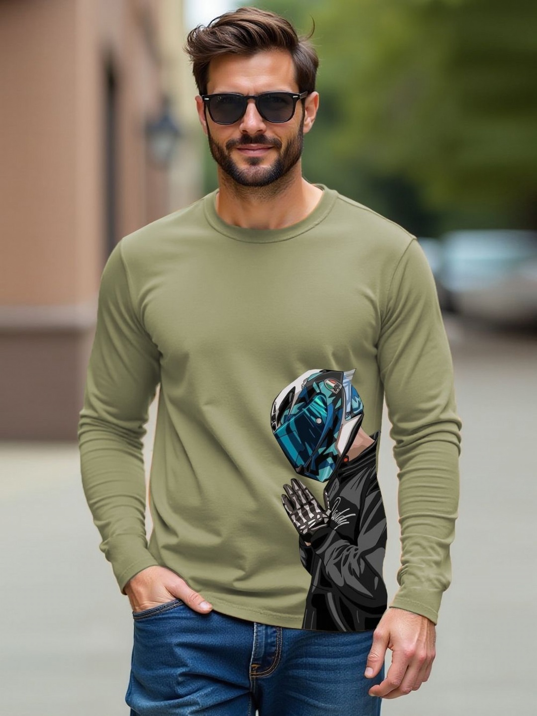 

Moda Rapido Men Graphic Printed Round Neck Cotton T-shirt, Blue