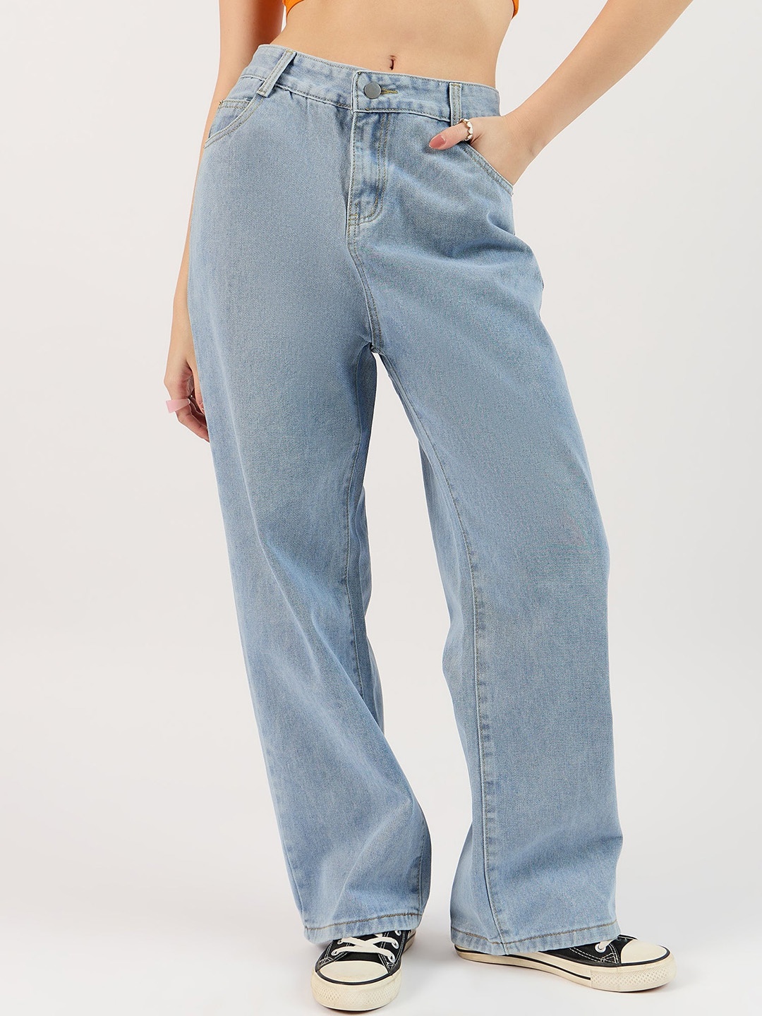 

Outzidr Women Original Wide Leg Jeans, Blue