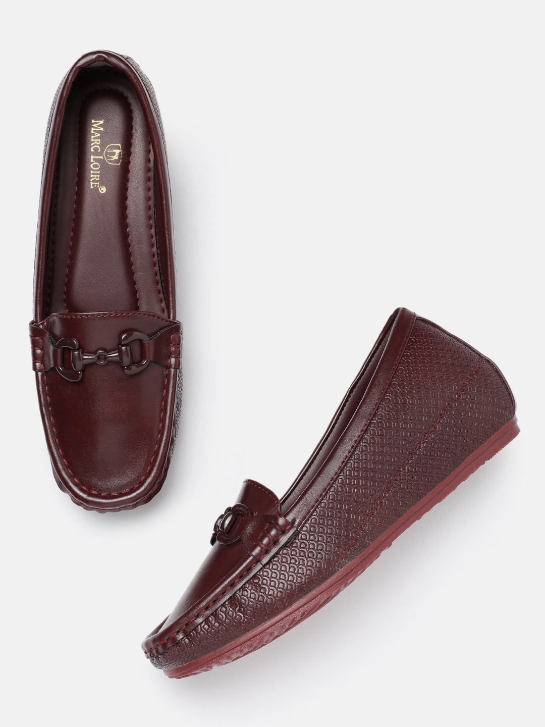 

Marc Loire Women Textured Horsebit Loafers, Maroon
