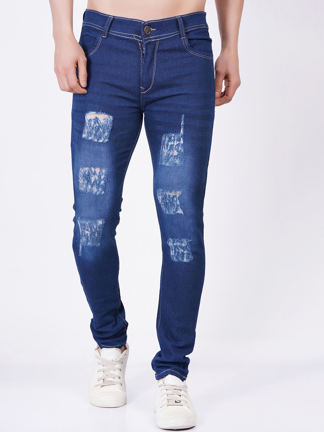 

LINARIA Men Classic Slim Fit Mildly Distressed Light Fade Jeans, Blue