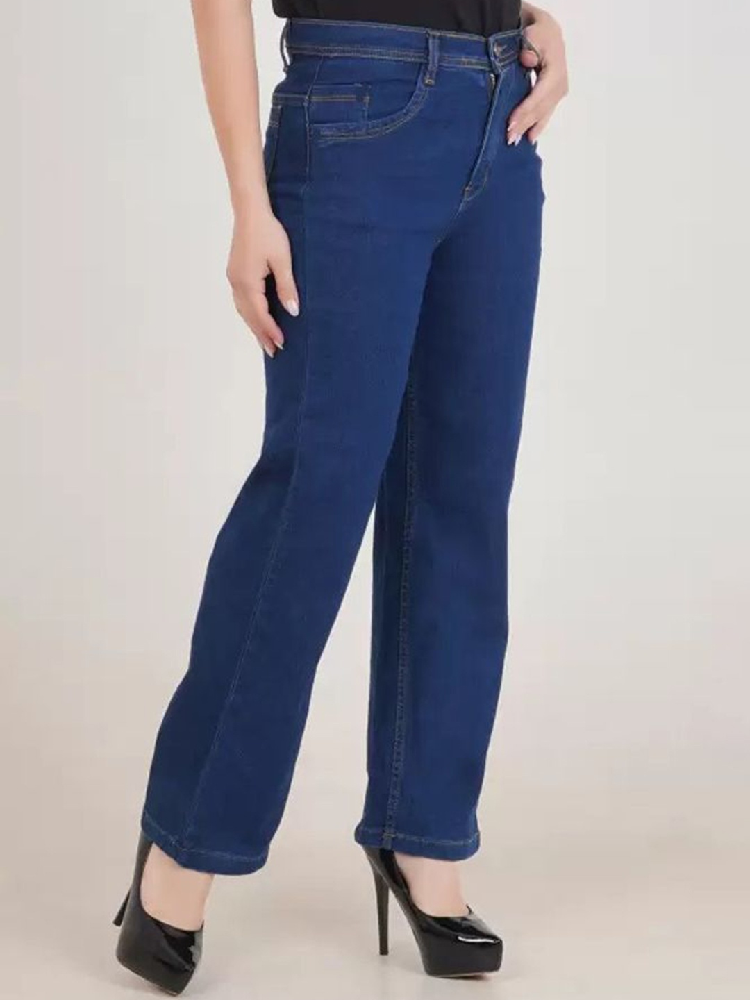 

LINARIA Women Classic Relaxed Fit Mid-Rise Cotton Jeans, Blue