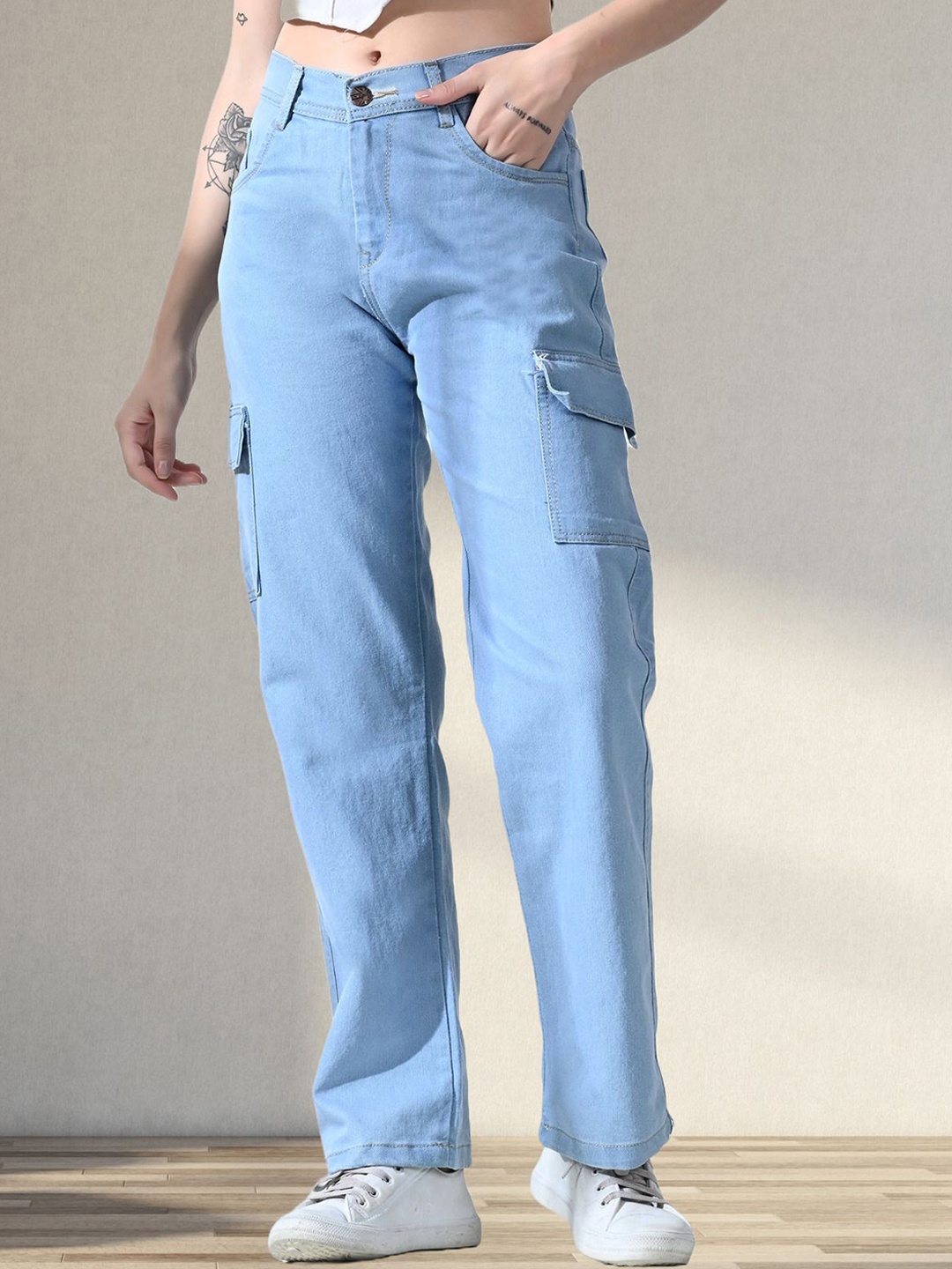 

LINARIA Women Classic Slim Fit Cargo Styles Jeans, Blue