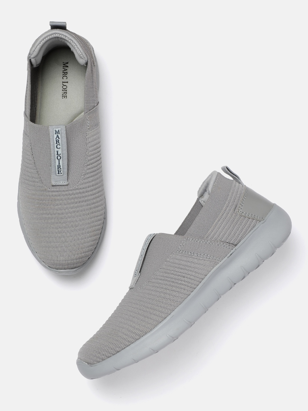 

Marc Loire Women Textured Round Toe Memory Foam Textile Slip-On Sneakers, Grey