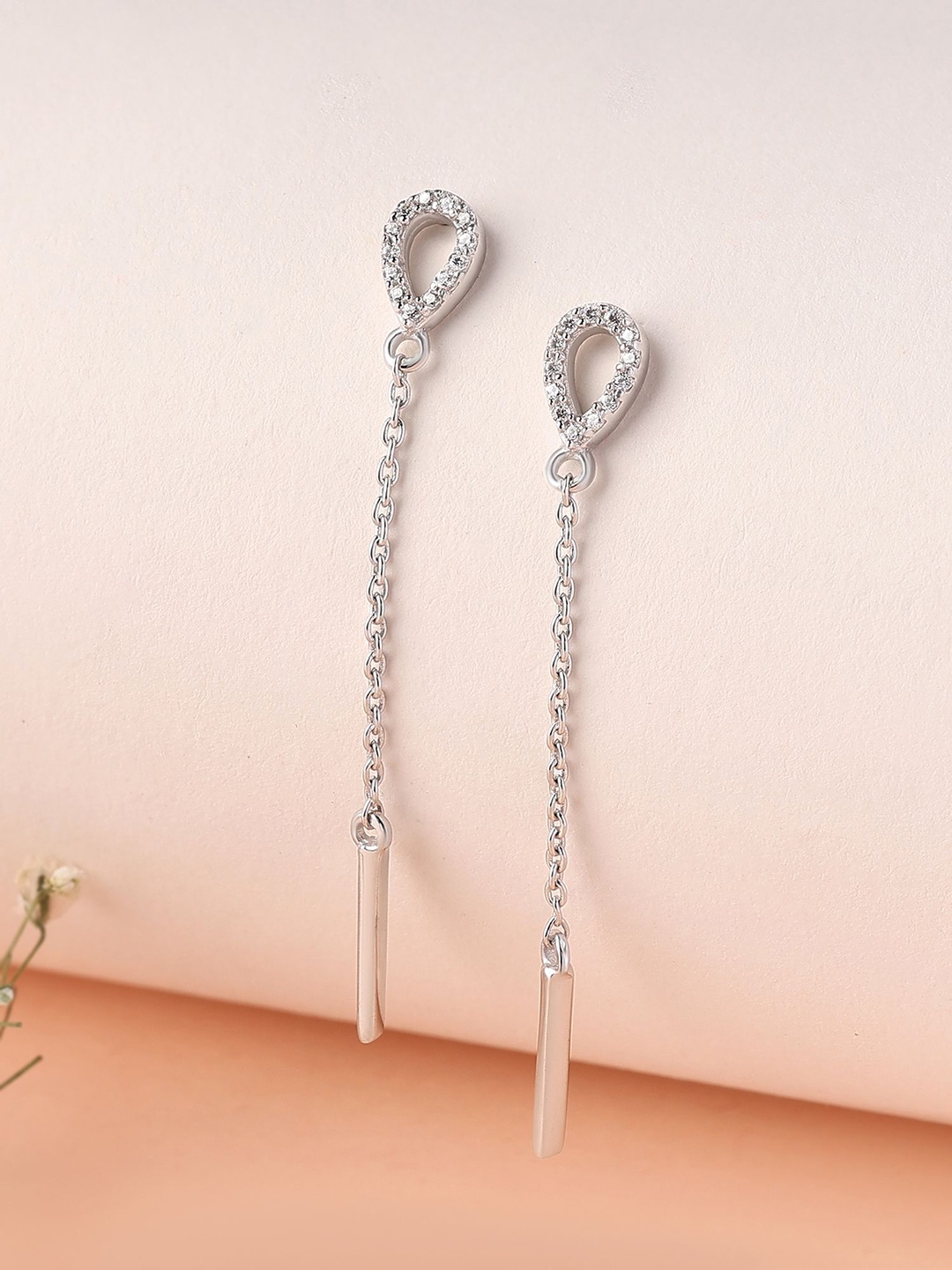 

Ornate Jewels 925 Silver American Diamond Linear Dangler Earring