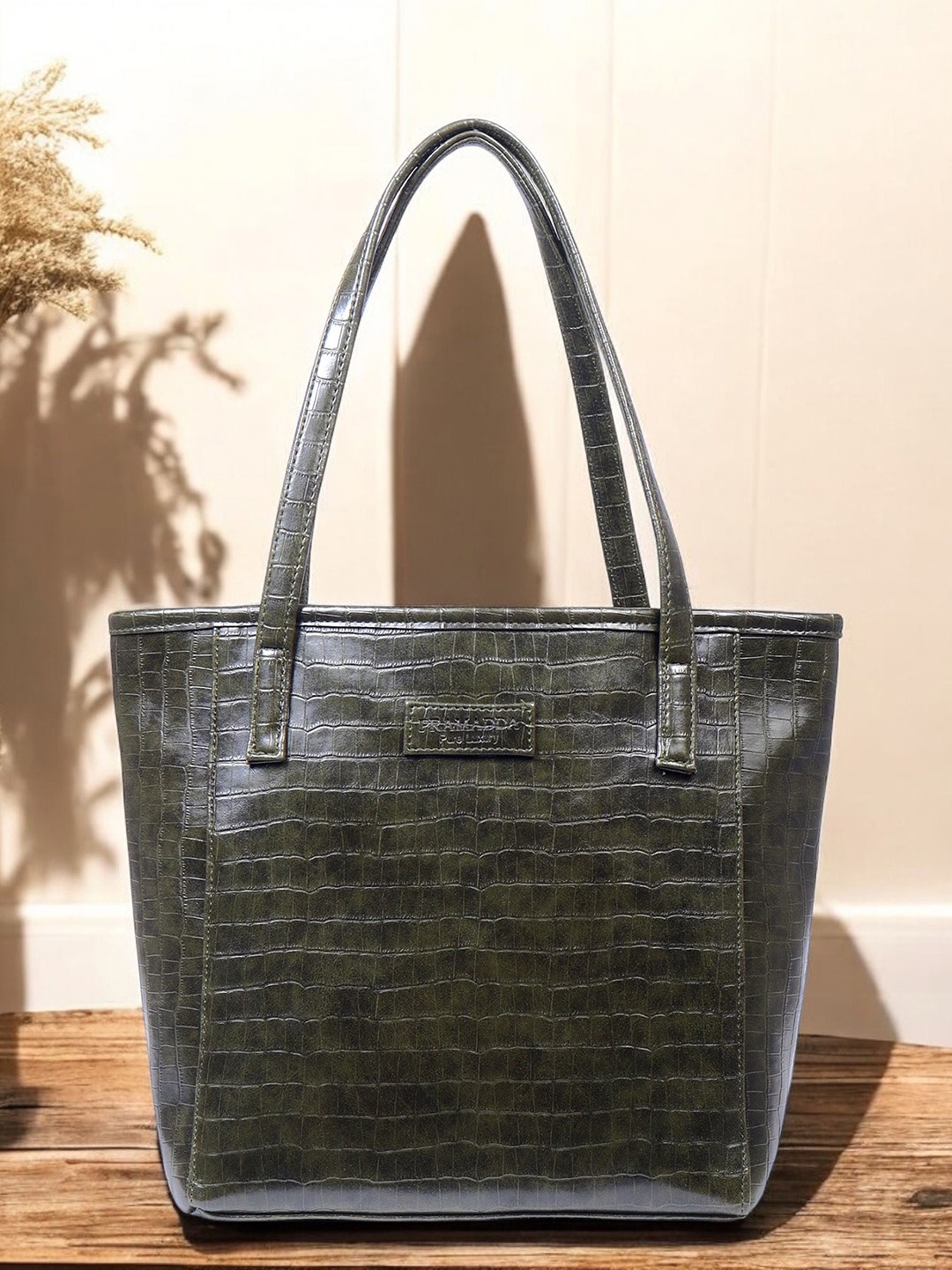 

Pramadda Pure Luxury Women Textured Shopper Tote Bag, Green