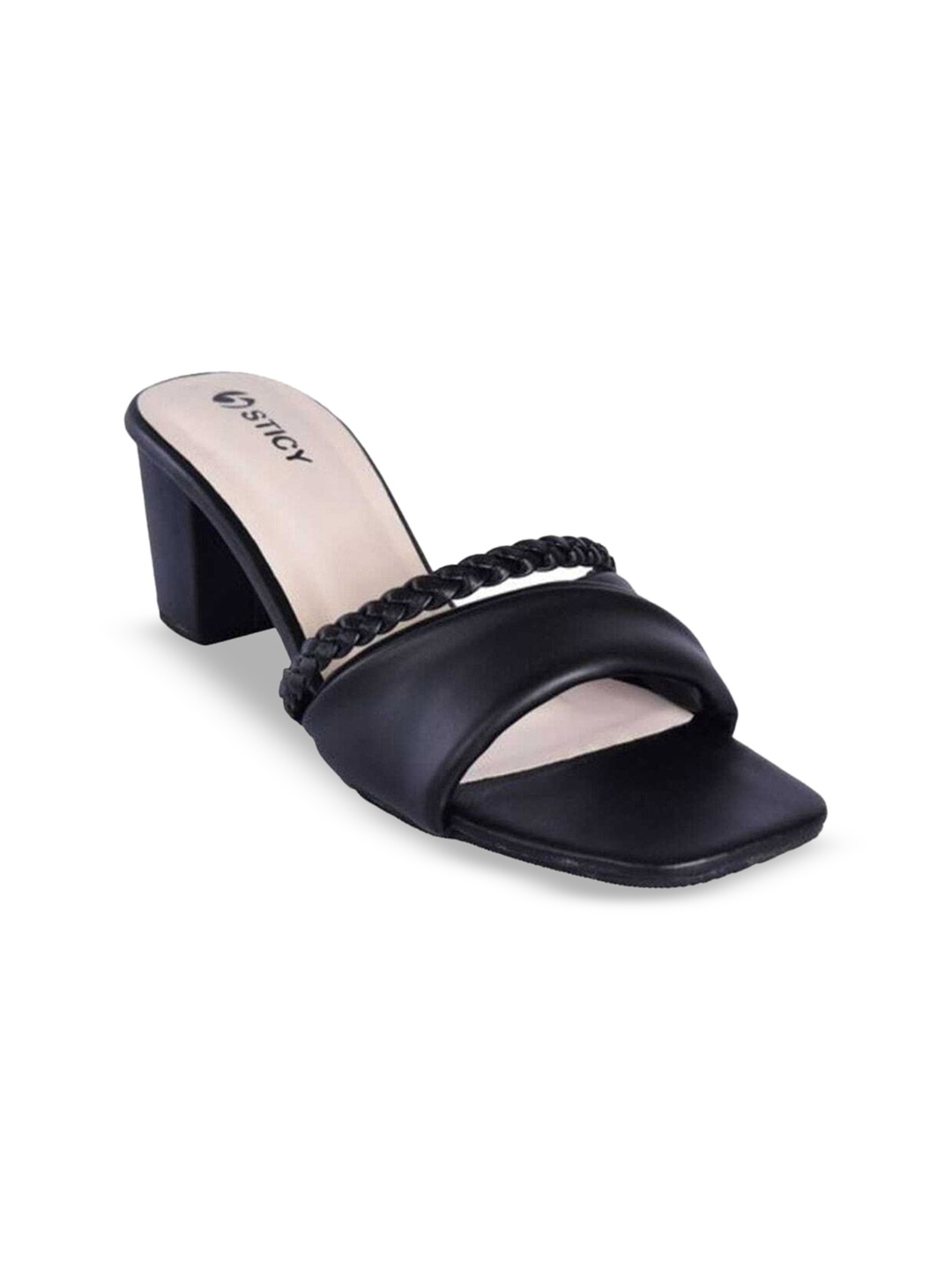 

STICY Women Open Toe Block Heel Sandals, Black