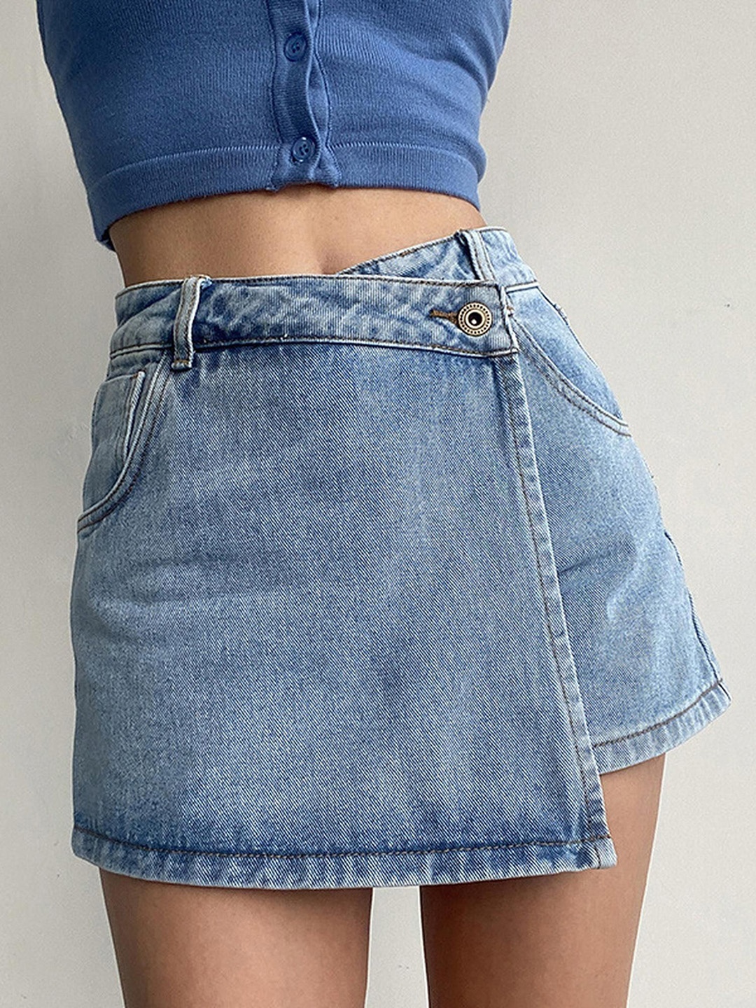 

Outzidr Women Washed Outdoor Denim Shorts, Blue