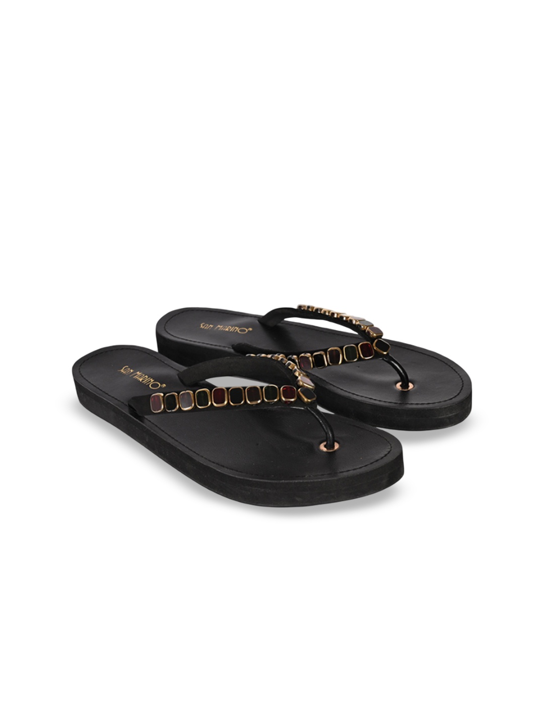 

San Marino by Shoe Bank Women Ethnic Open Toe Flats, Black