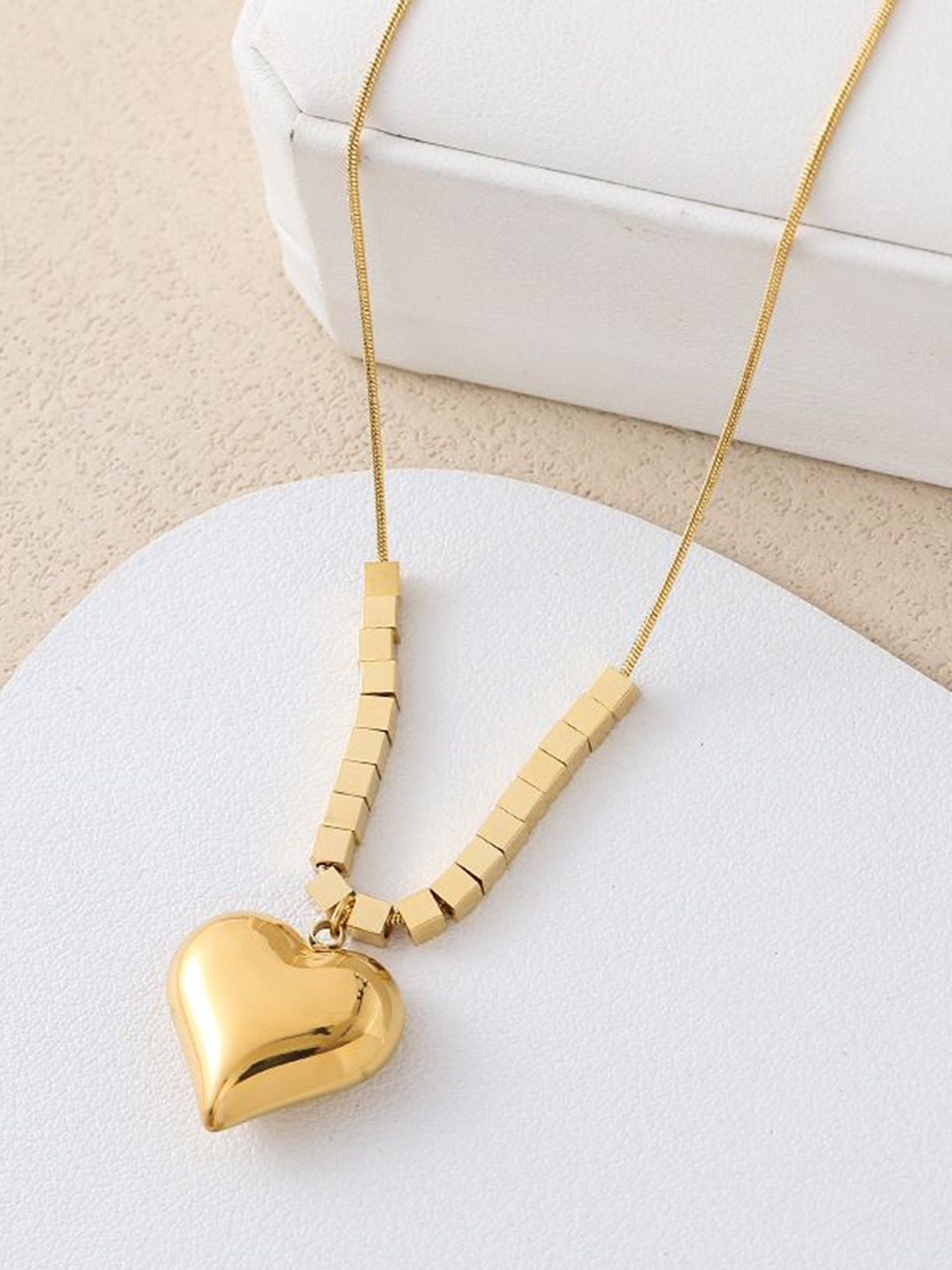 

Jewels Galaxy Gold-Plated Stainless Steel Heart Shaped Pendant With Chain