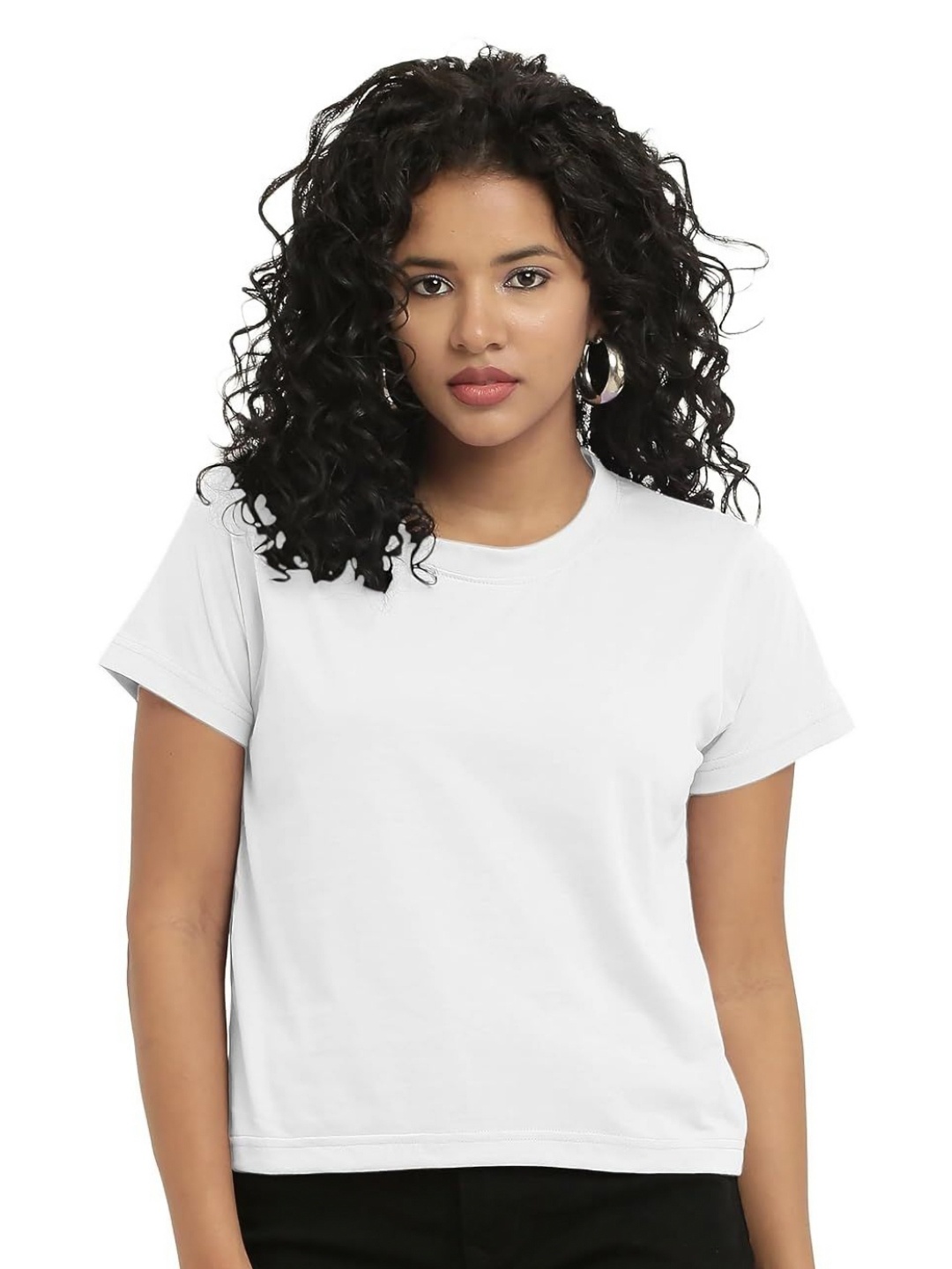 

NOTWILD Women Solid V-Neck Cotton T-shirt, White