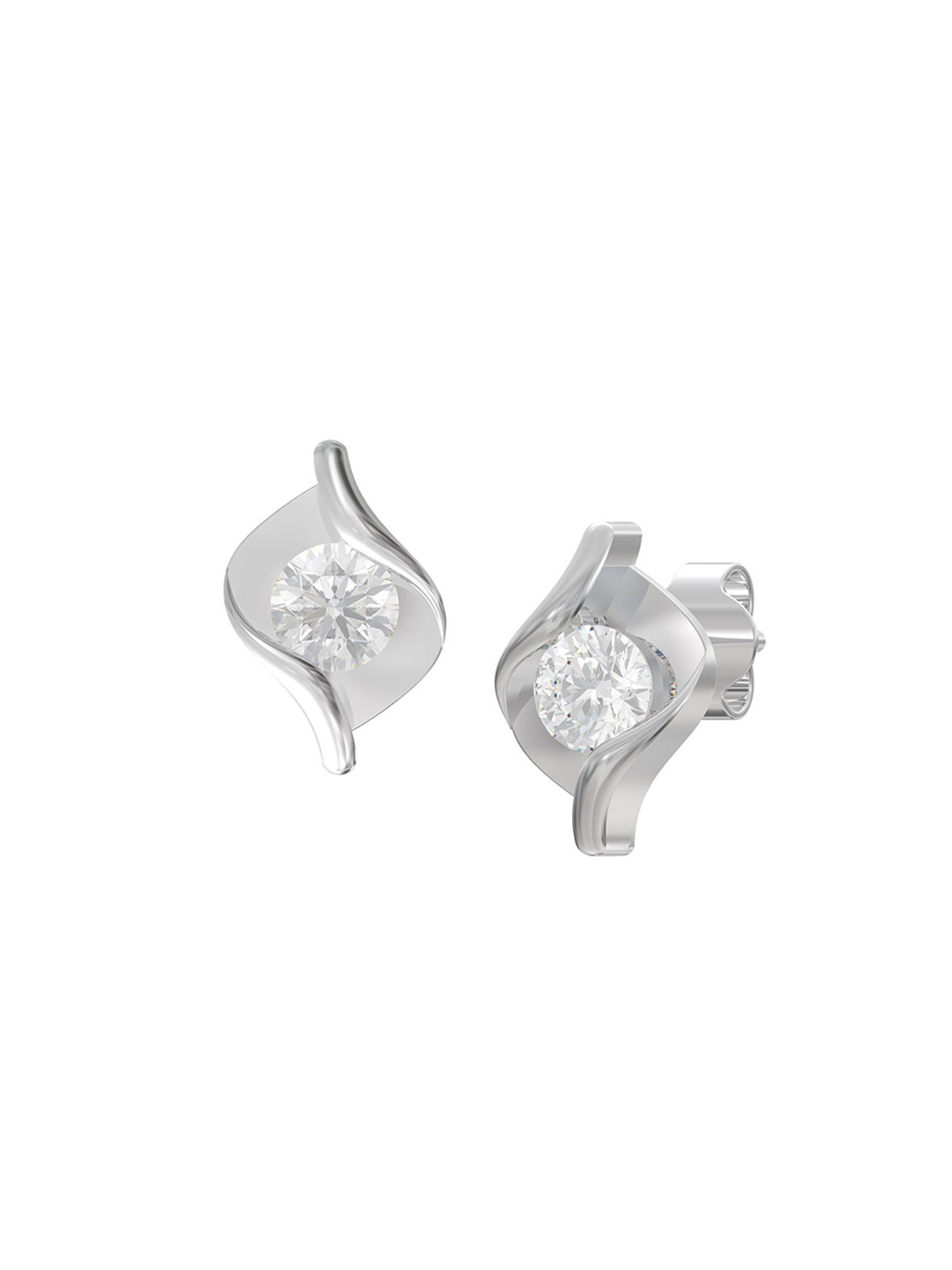 

ANAYRA 925 Sterling Silver-Plated Artificial Stone Studded Contemporary Studs