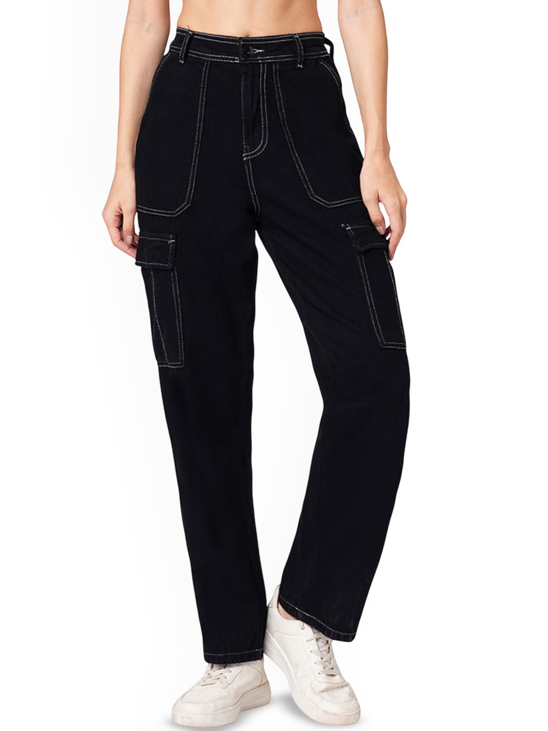 

Kraus Jeans Women High-Rise Cargo Trouser, Black