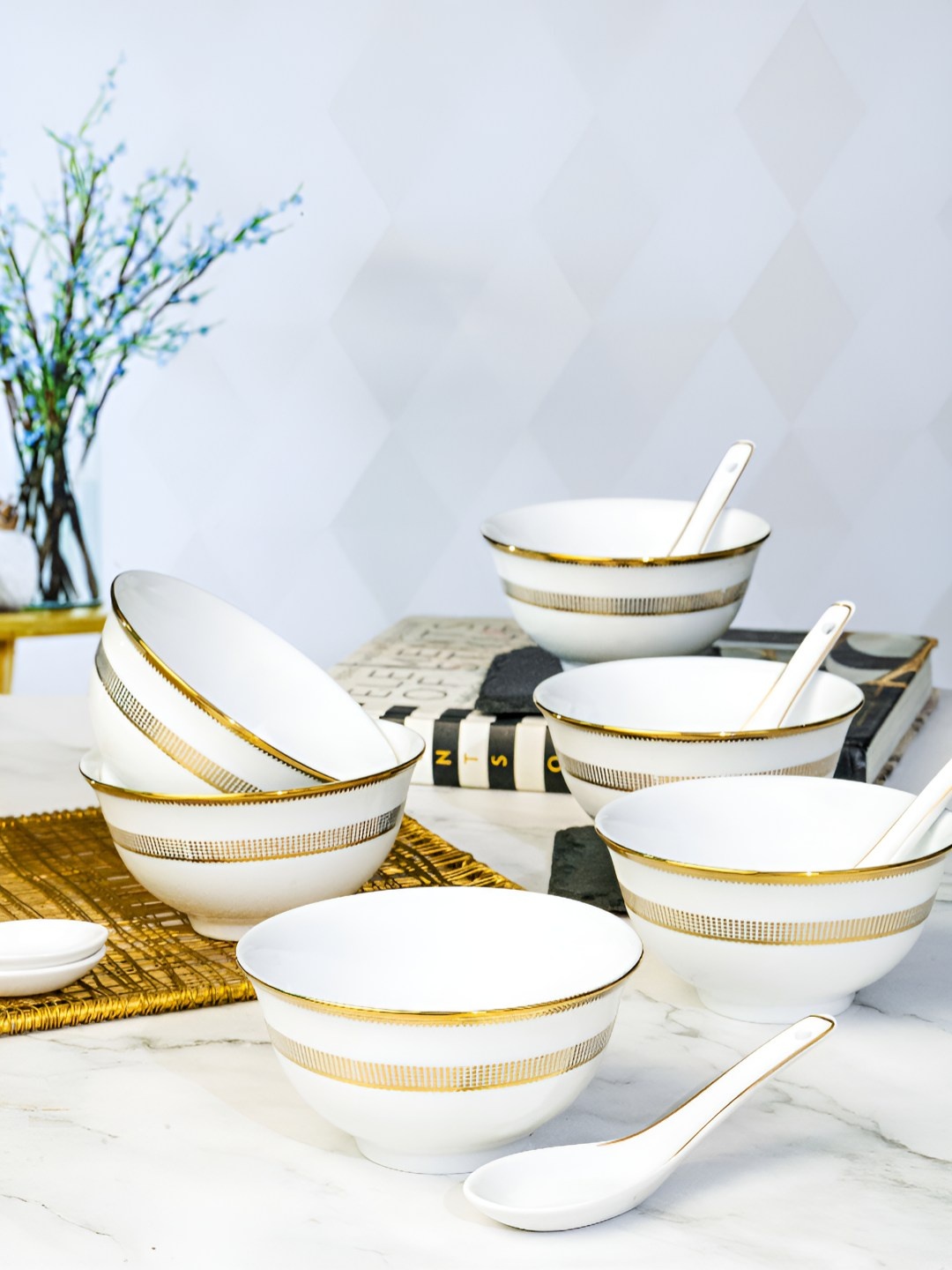 

Roxx White 12 Pieces Porcelain Dishwasher Safe Serving Bowl