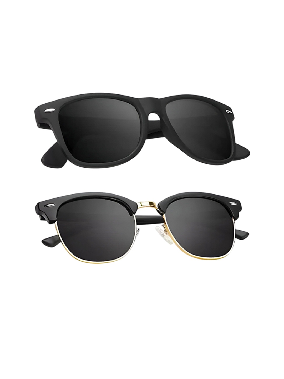 

FUNGLASSES Unisex Set of 2 Polarised Lens Sunglasses WAYFARER POLORZ BLK & CLUB MSTR BLK C, Black