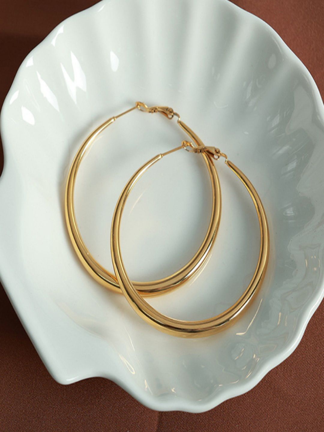

AQUASTREET Stainless Steel 18K Gold Plated Circular Big Hoop Earrings