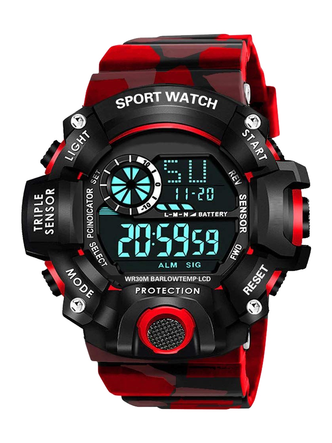 

THE SHOPOHOLIC Men Dial & Textured Straps Digital Watch C-Sh-Army-Red, Black