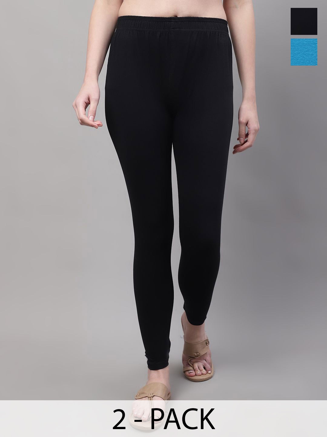 

Valles365 by S.C. Women Pack Of 2 Ankle Length Leggings, Black
