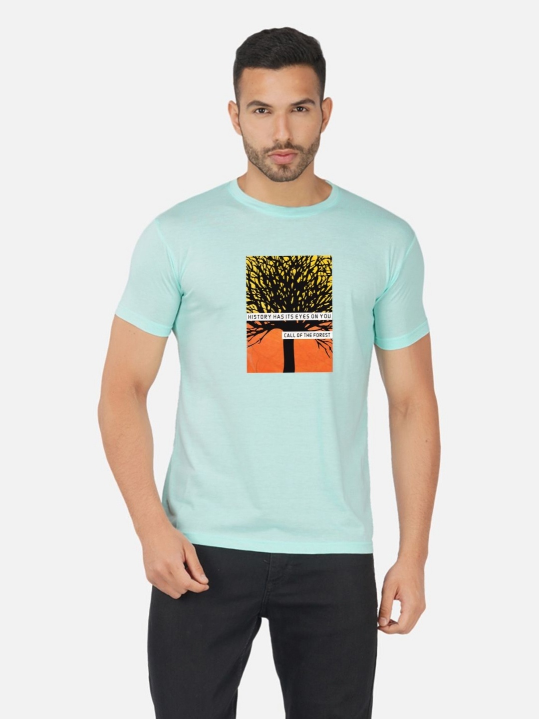 

Moda Rapido Men Bio Finish Graphic Printed Round Neck Cotton T-shirt, Sea green