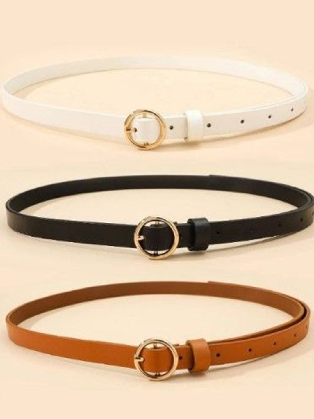 

HAPANI FASHION Women Pack Of 3 Leather Belt, Brown