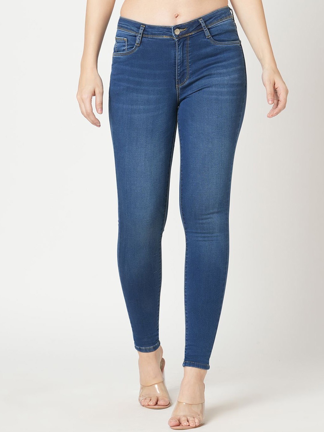 

Kraus Jeans Women Skinny Fit High-Rise Light Fade Jeans, Blue