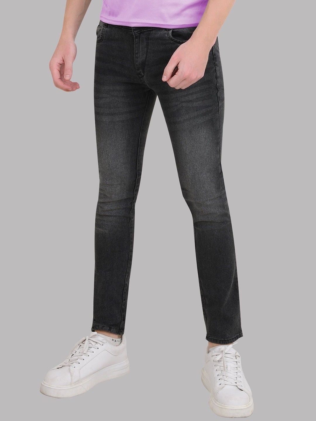 

LINARIA Men Classic Slim Fit Mid-Rise Heavy Fade Jeans, Grey
