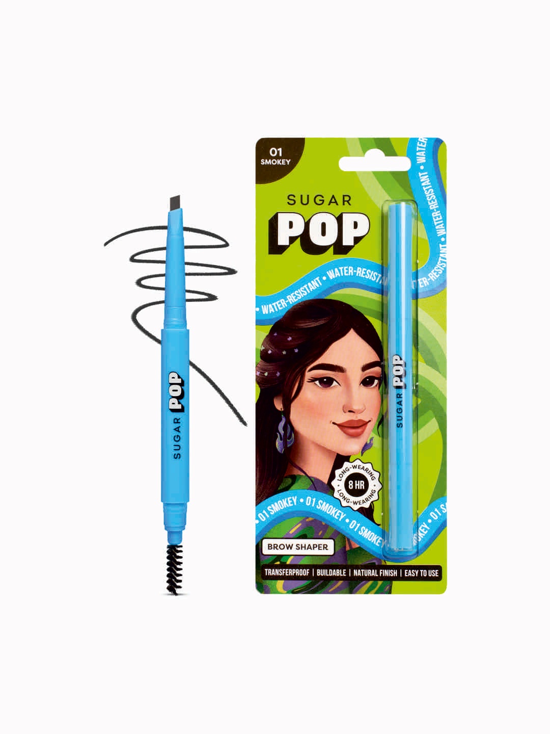 

SUGAR POP Water Resistant Transferproof Brow Shaper 0.3g - Smokey 01, Brown