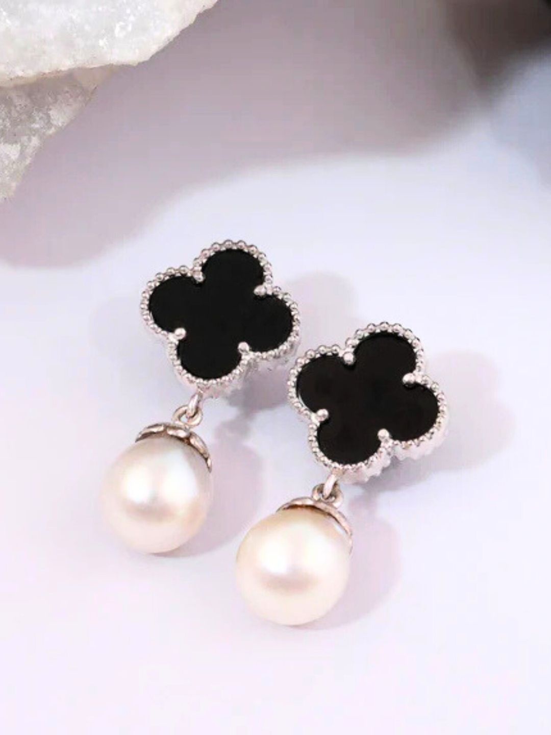 

DressBerry Pearls Floral Shaped Drop Earrings, Silver