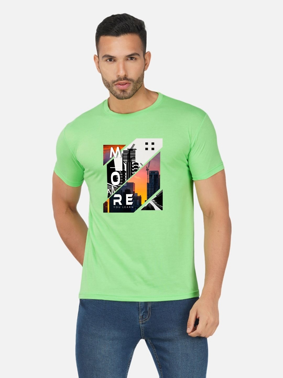 

Moda Rapido Men Bio Finish Graphic Printed Round Neck Cotton T-shirt, Green