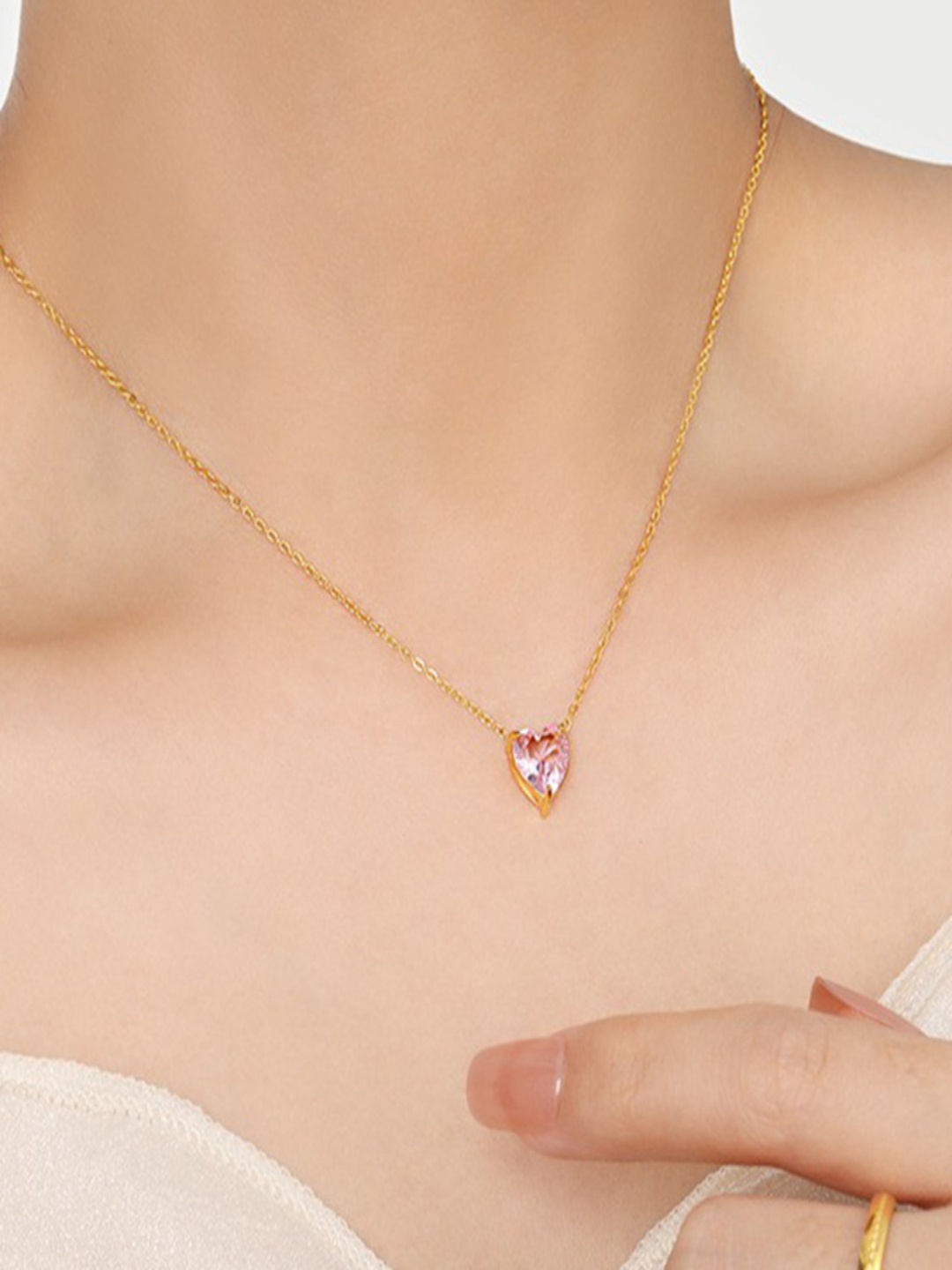 

AQUASTREET 18K Gold Plated Cubic Zirconia Studded Pendant Necklace