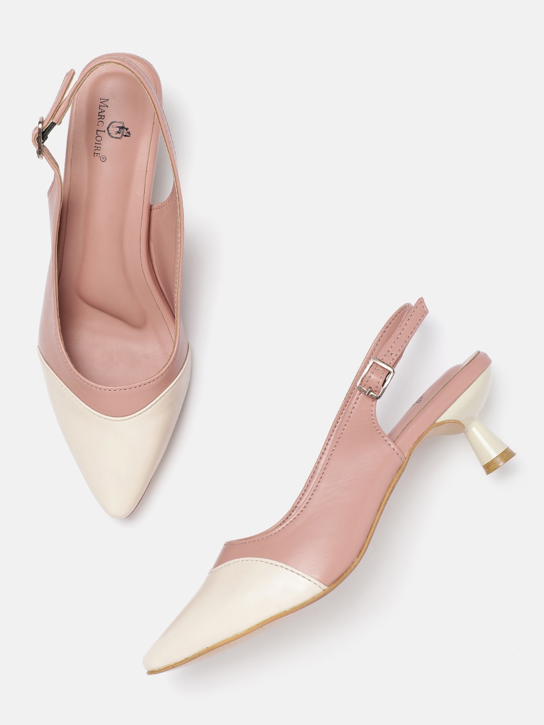 

Marc Loire Women Colourblocked PU Stiletto Sandals, Nude