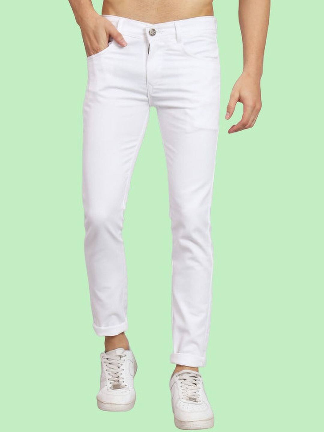 

LINARIA Men Cotton Classic Slim Fit Highly Distressed Jeans, White