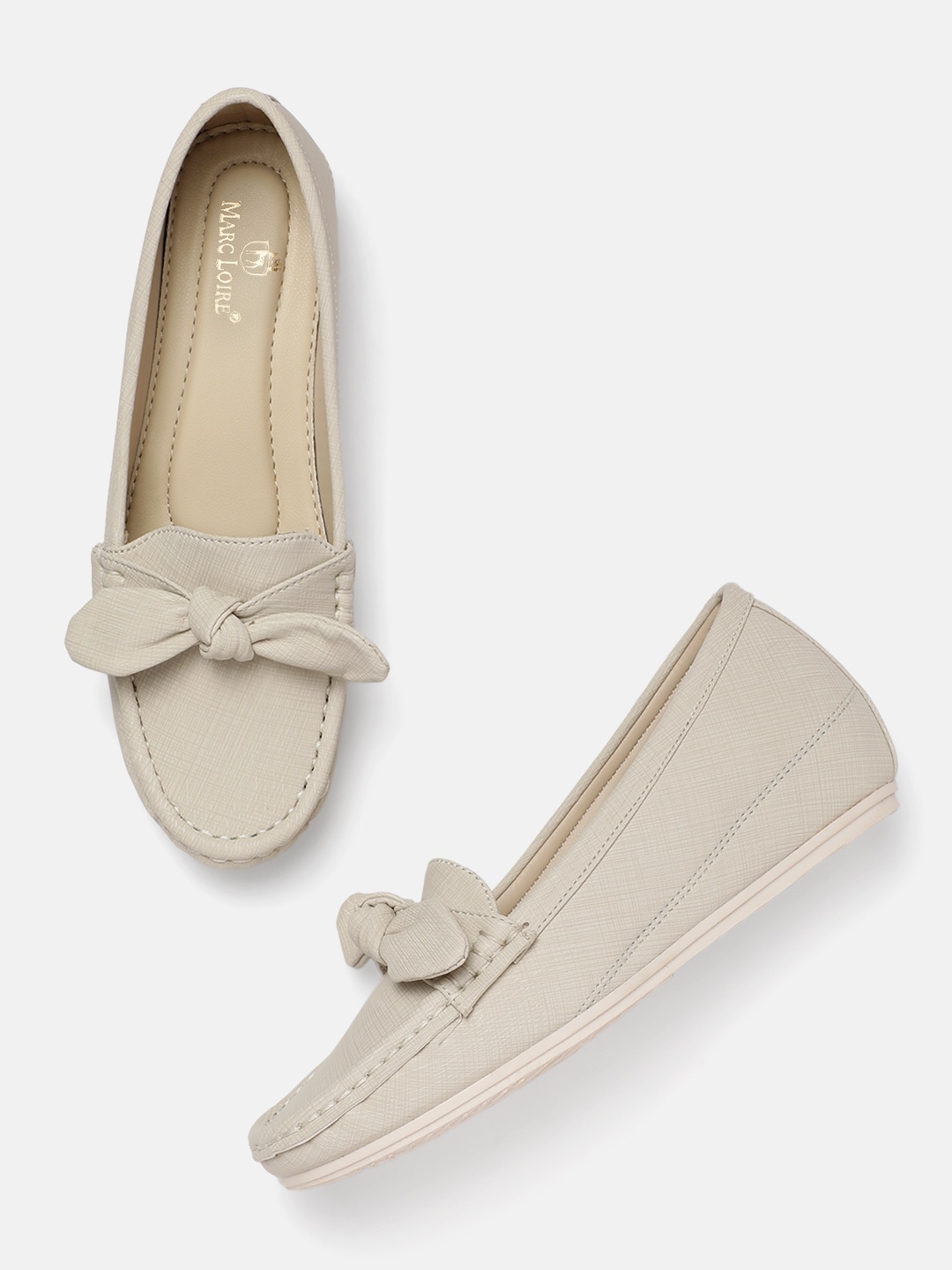 

Marc Loire Women Bow Detailed Loafers, Cream