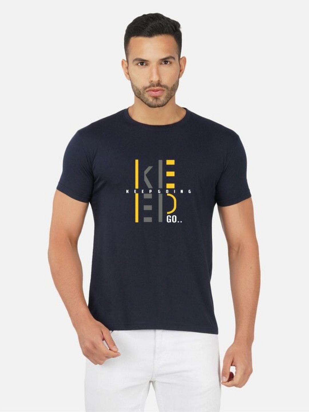 

Moda Rapido Men Bio Finish Typography Printed Round Neck Cotton T-shirt, Navy blue