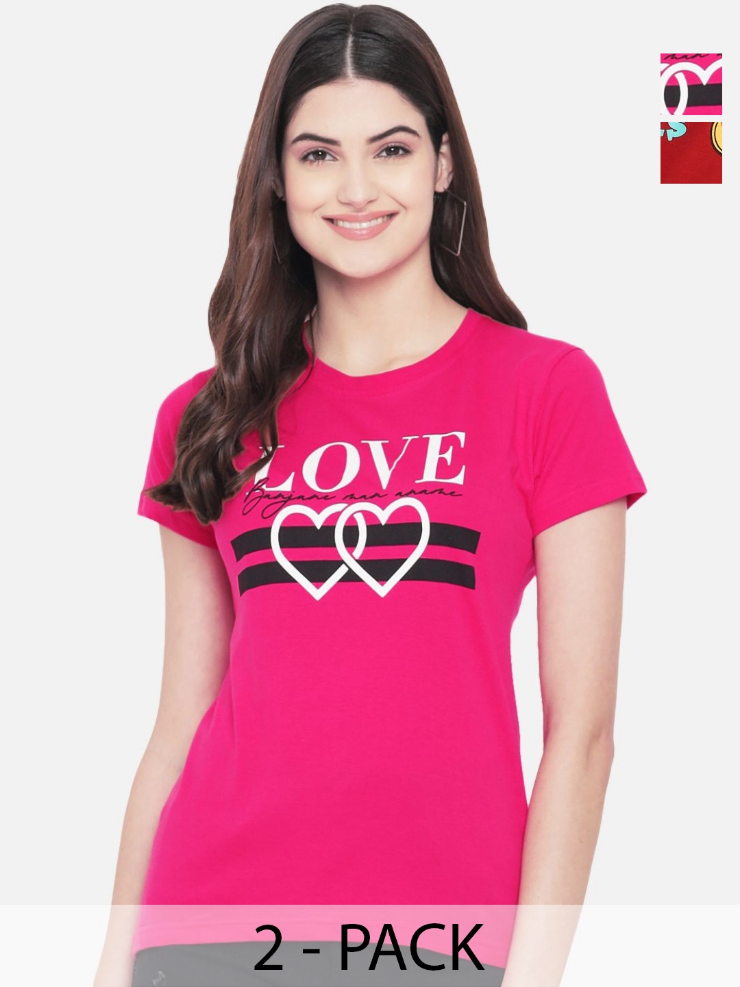 

Tromko Women Typography Printed Round Neck Cotton Regular Fit T-shirt, Pink