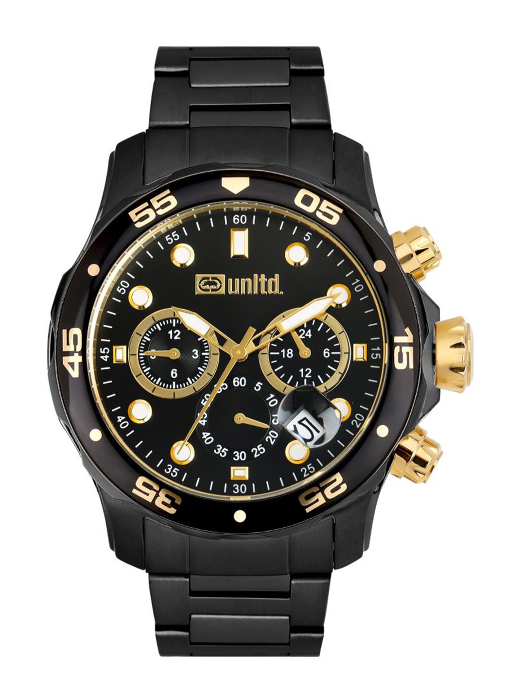 

unltd. Women Brass Dial & Stainless Steel Bracelet Style Straps Analogue Watch UNG020003, Black