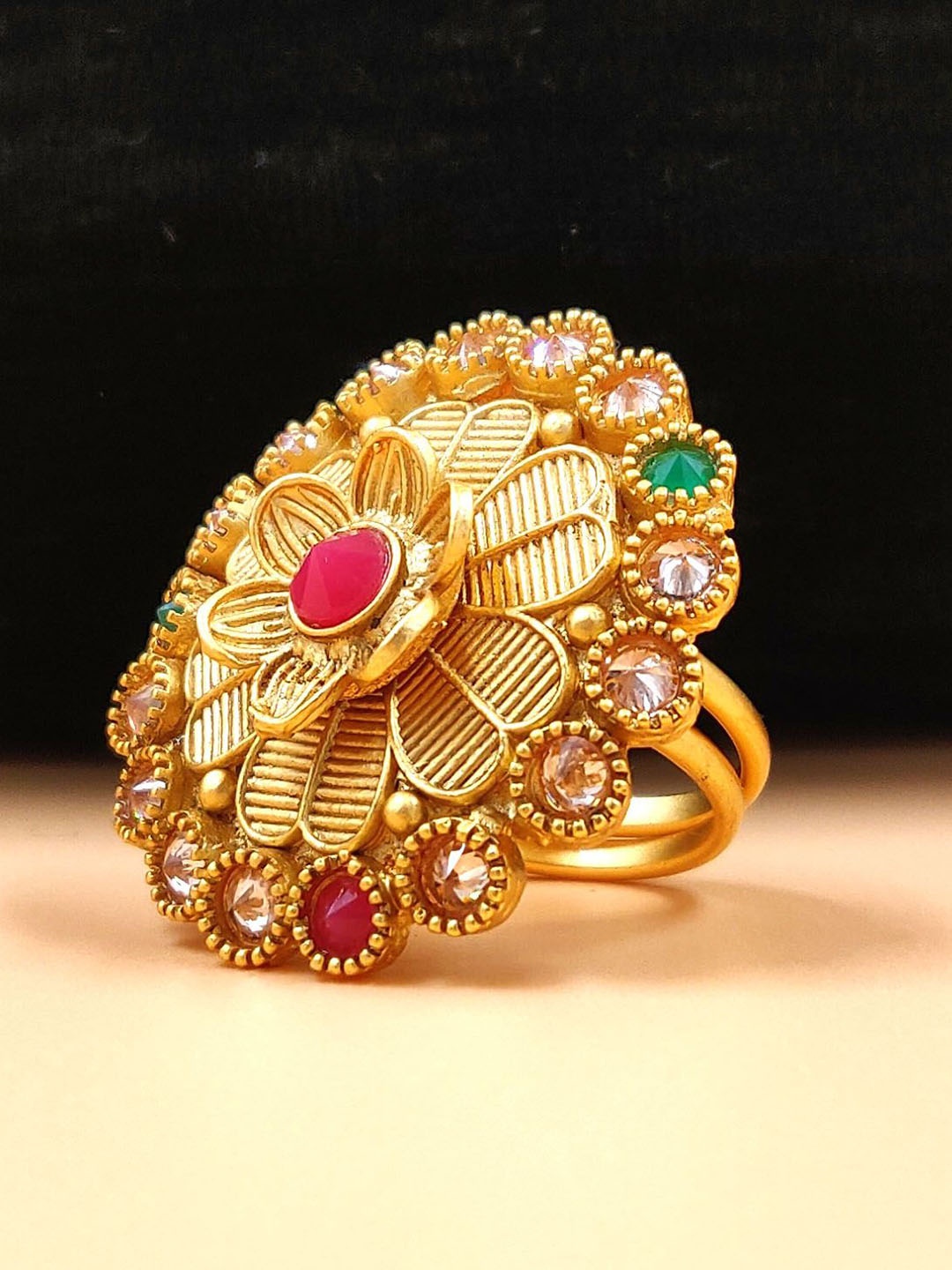 

JYONA Gold-Plated Stone Studded Finger Ring