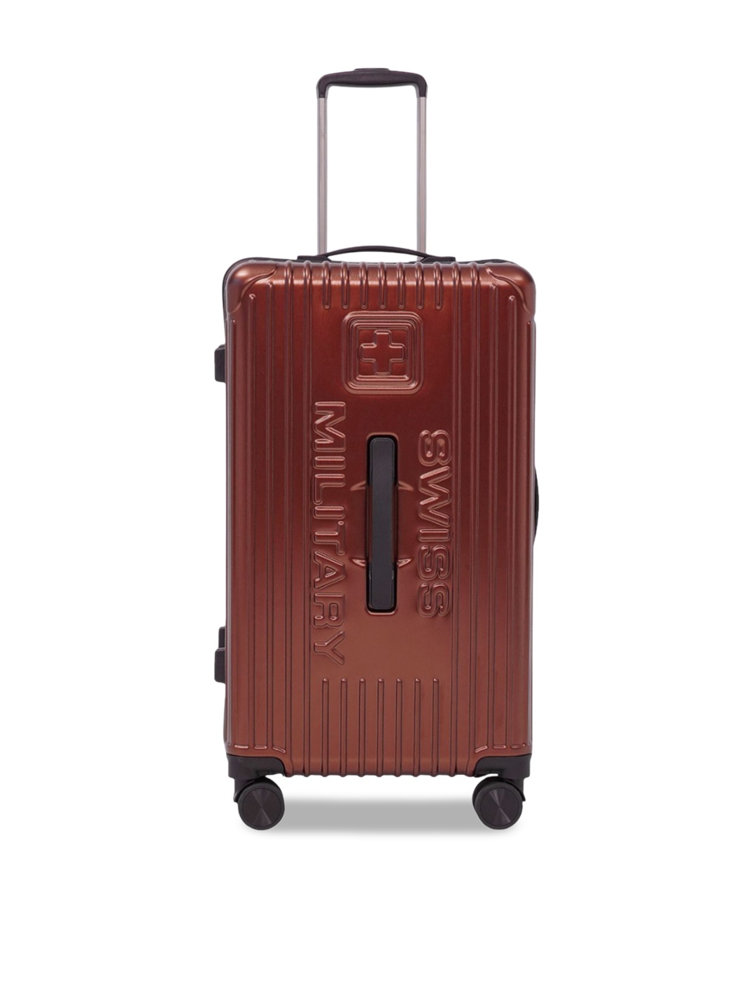 

SWISS MILITARY Textured Hard-Sided Large Trolley Suitcase, Maroon