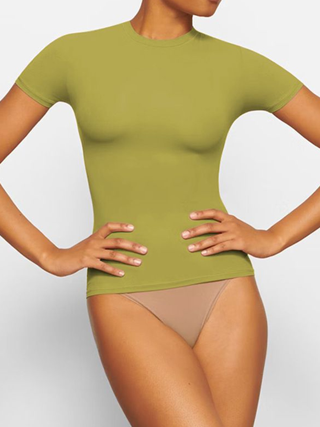 

StyleCast x Revolte Women Round Neck Fitted Top, Green