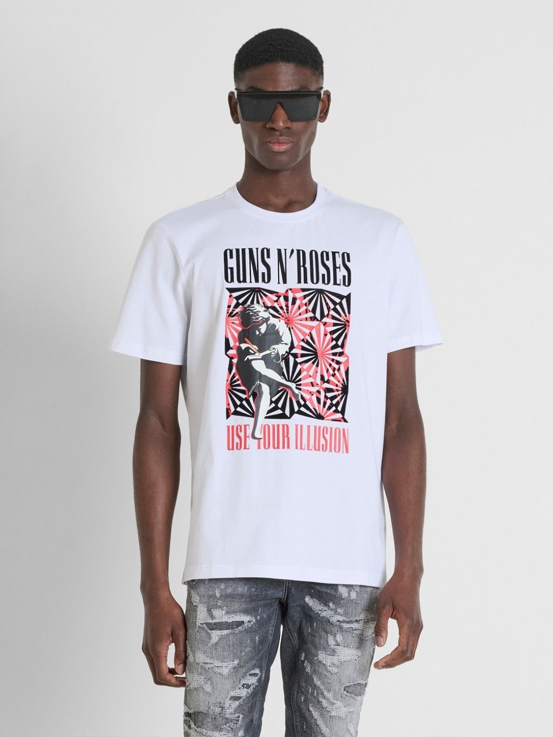 

Antony Morato Men Graphic Printed Round Neck Regular Fit T-shirt, White