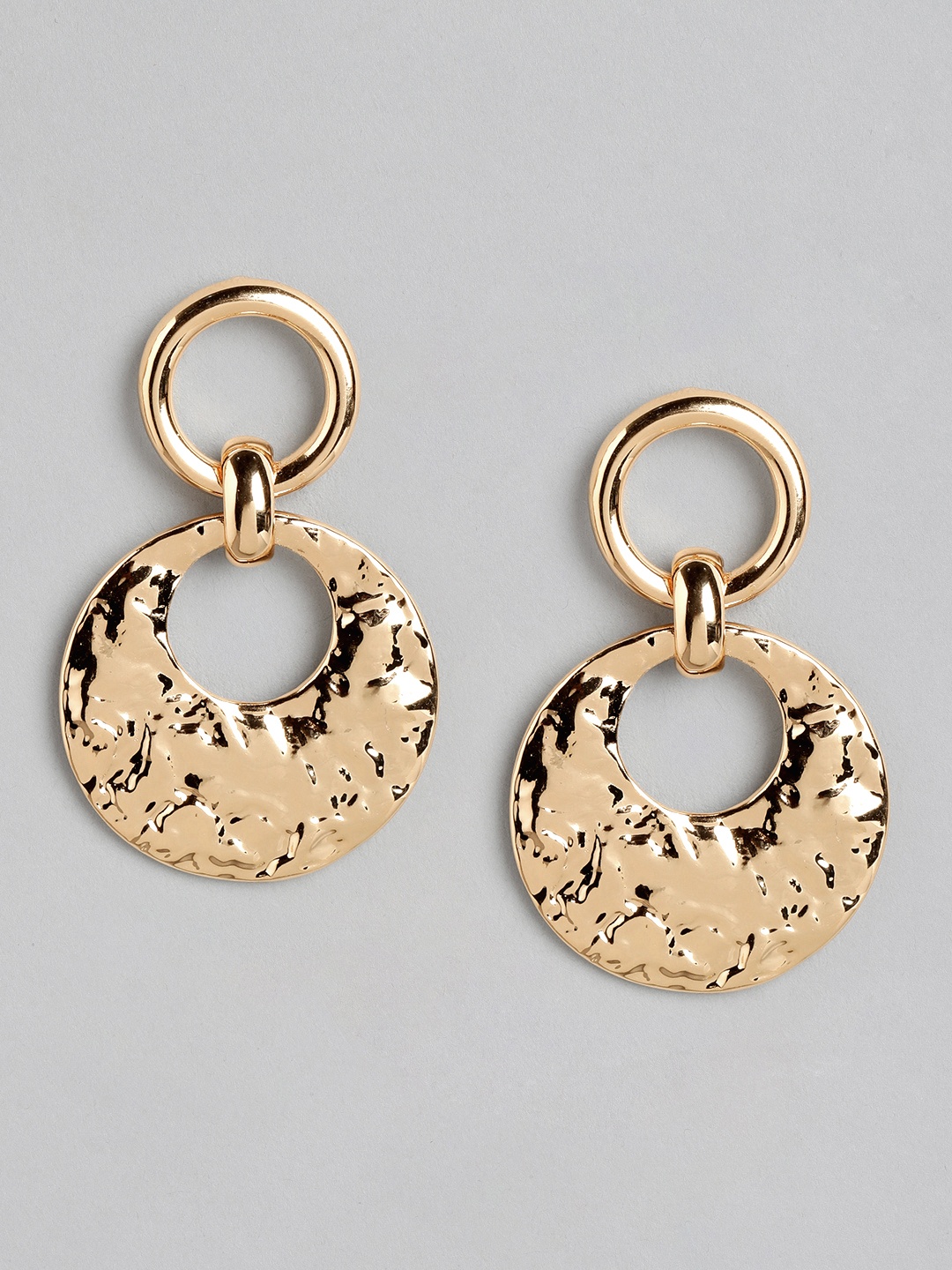

Forever New Gold Plated Textured Circular Drop Earrings