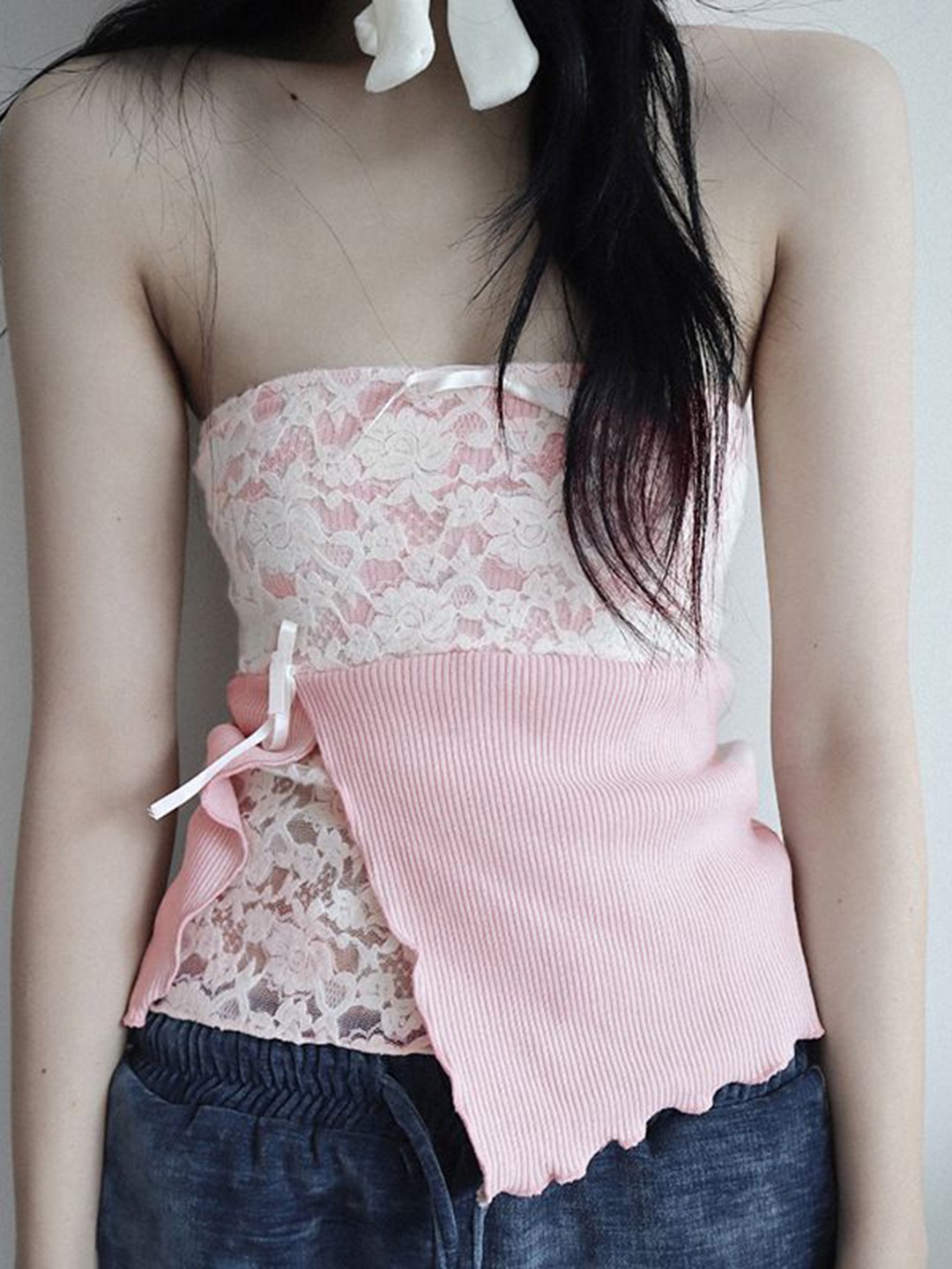 

StyleCast x Revolte Women Colourblocked Fitted Crop Top, Pink