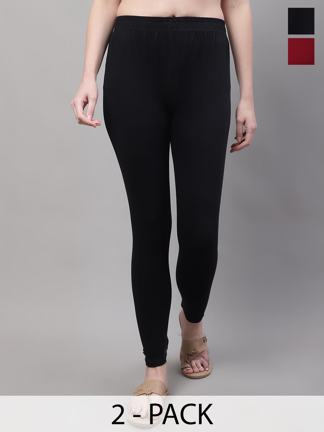 

Valles365 by S.C. Women Pack Of 2 Ankle-Length Leggings, Black