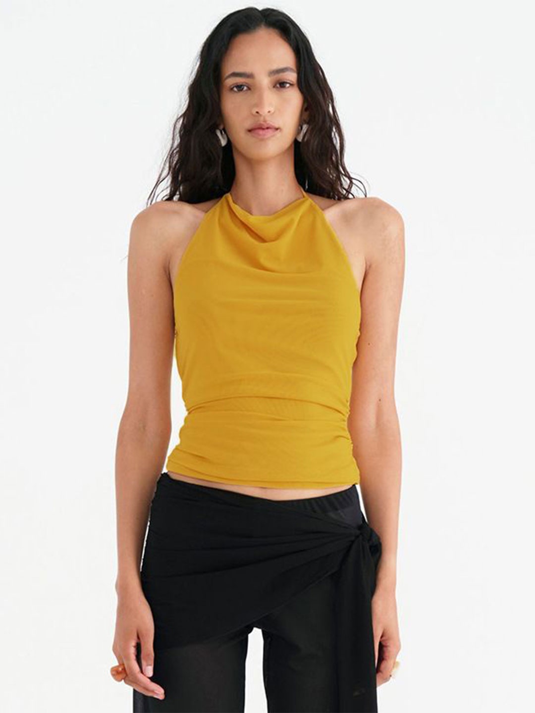 

StyleCast x Revolte Women Crepe Crop Top, Yellow