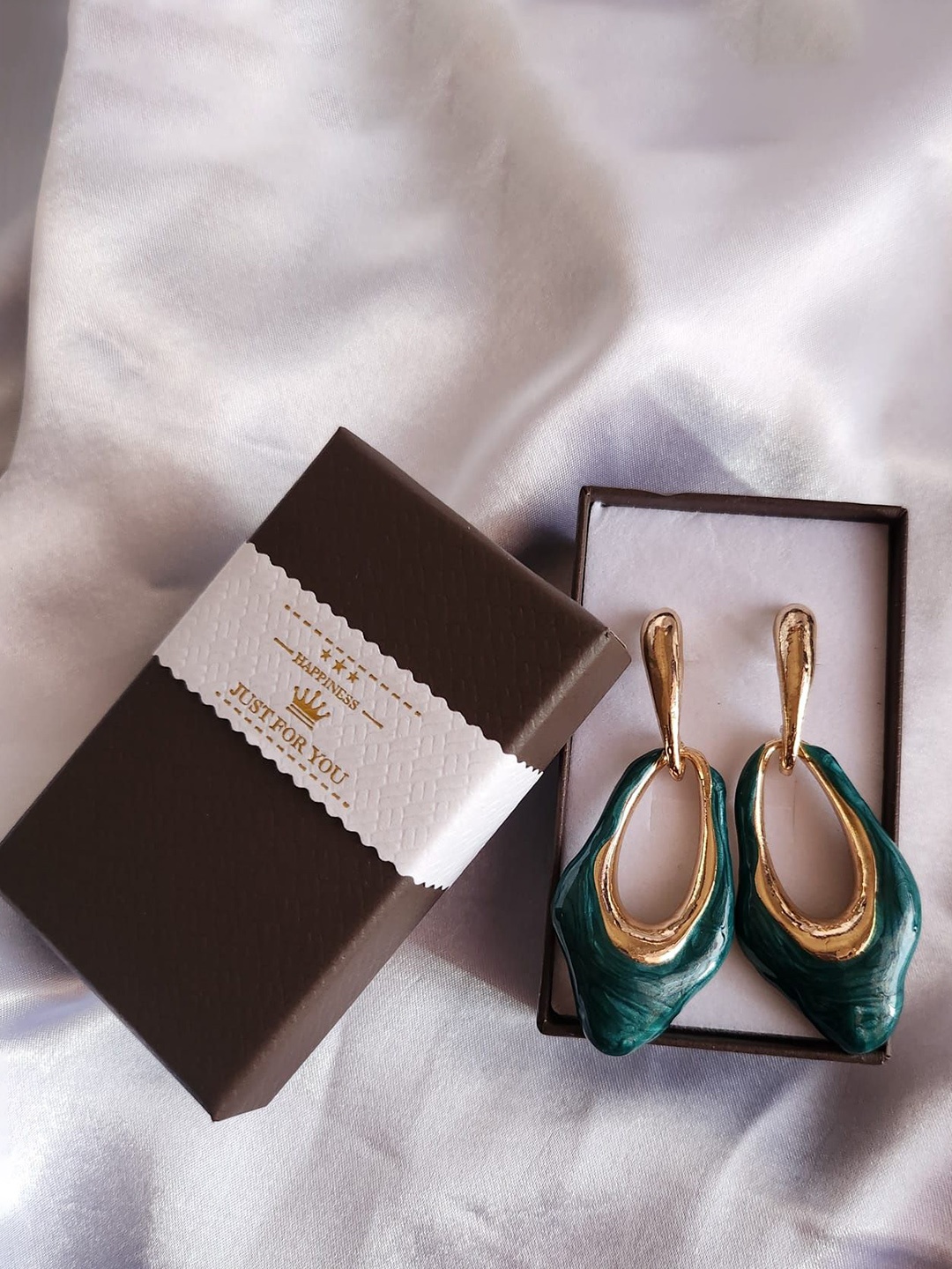 

Piu Jewels Gold-Plated Contemporary Drop Earrings, Sea green