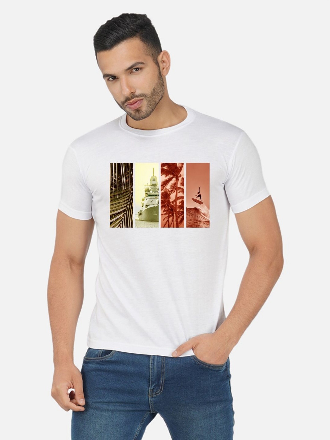 

Moda Rapido Men Bio Finish Graphic Printed Round Neck Cotton T-shirt, White