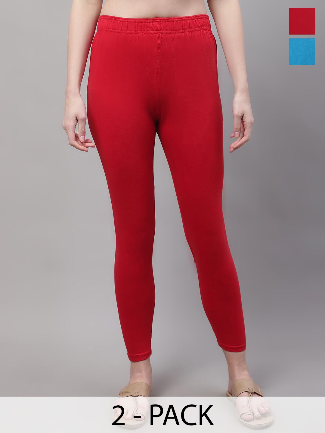 

Valles365 by S.C. 2-Pcs Ankle Length Leggings, Red
