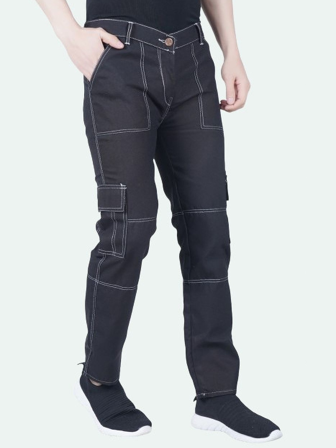 

LINARIA Men Cotton Slim Fit Light Fade Jeans, Black