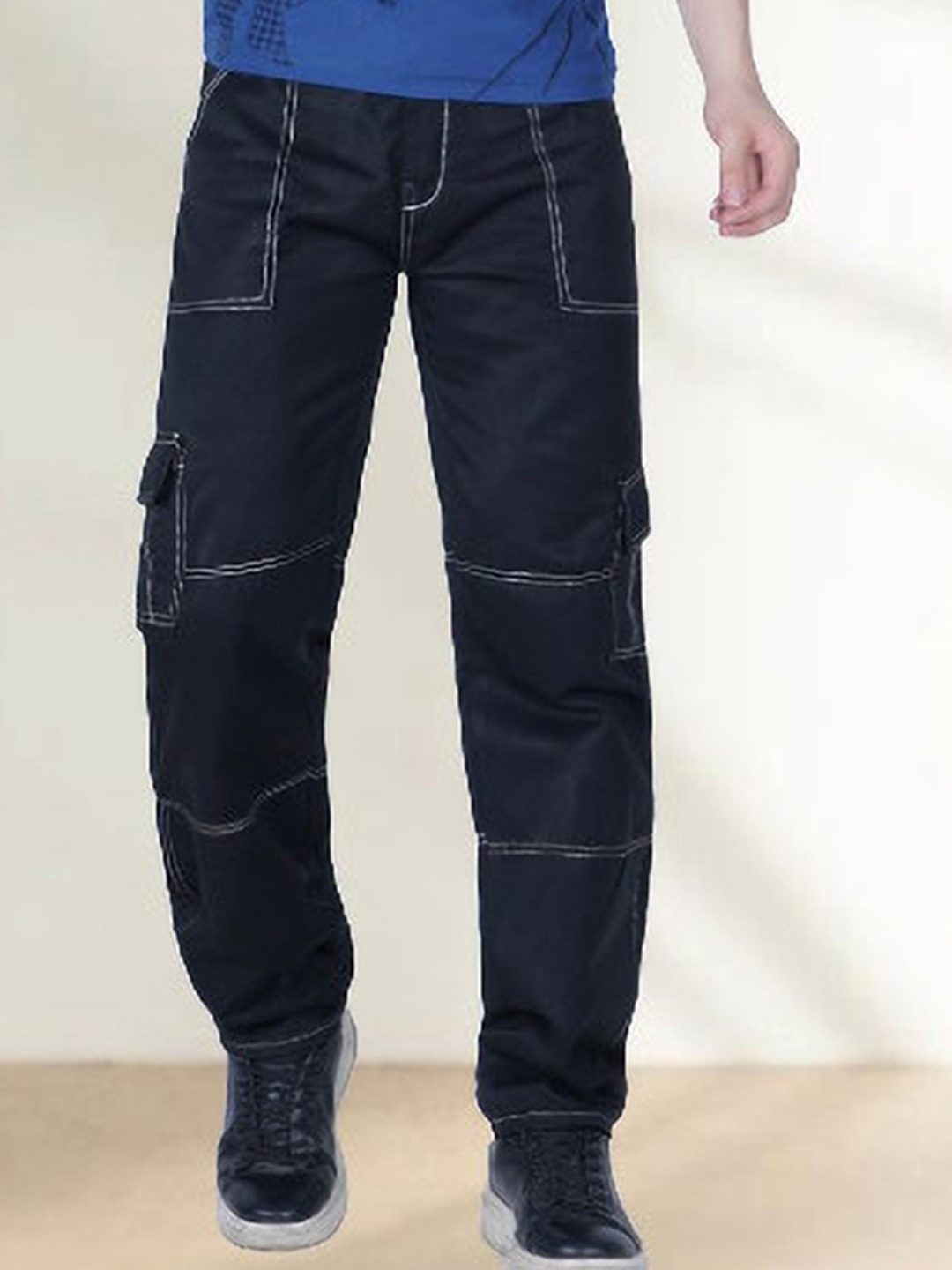 

LINARIA Men Classic Mid-Rise Cargo Styles Jeans, Black